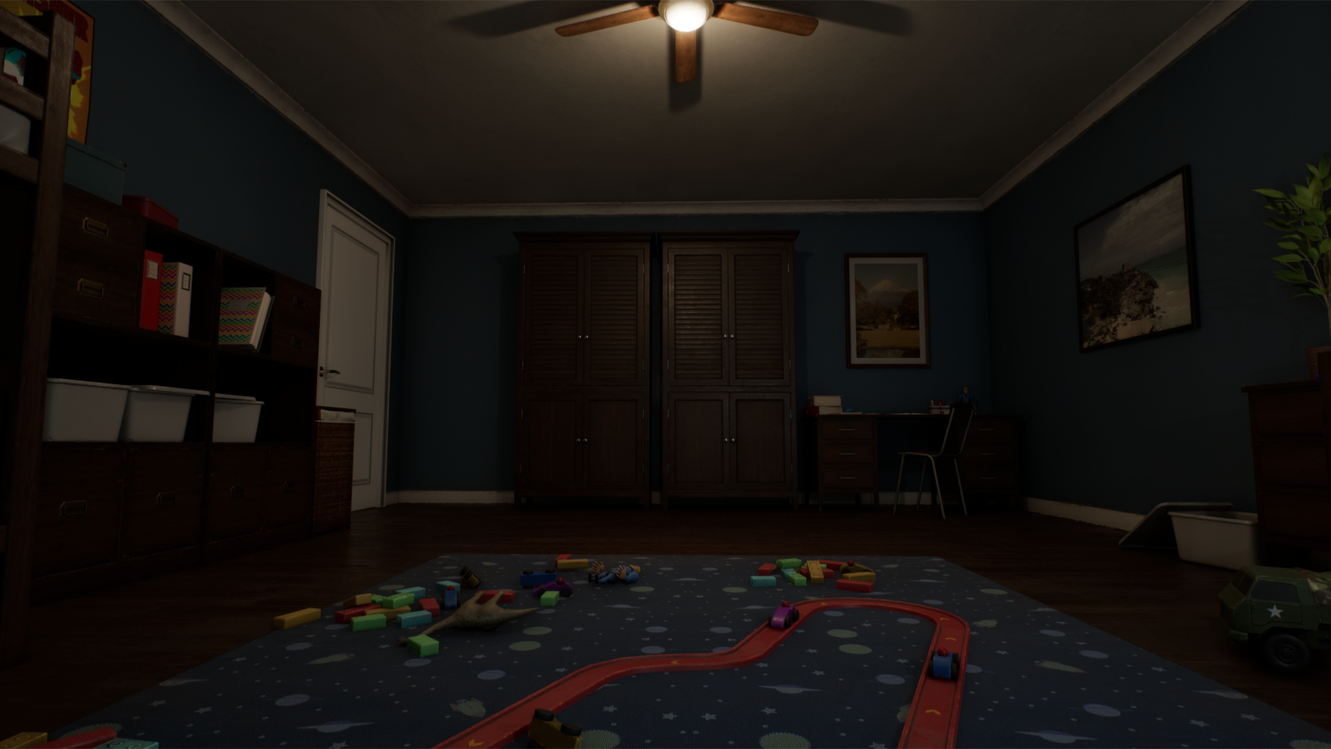 The bedroom seen from the floor.